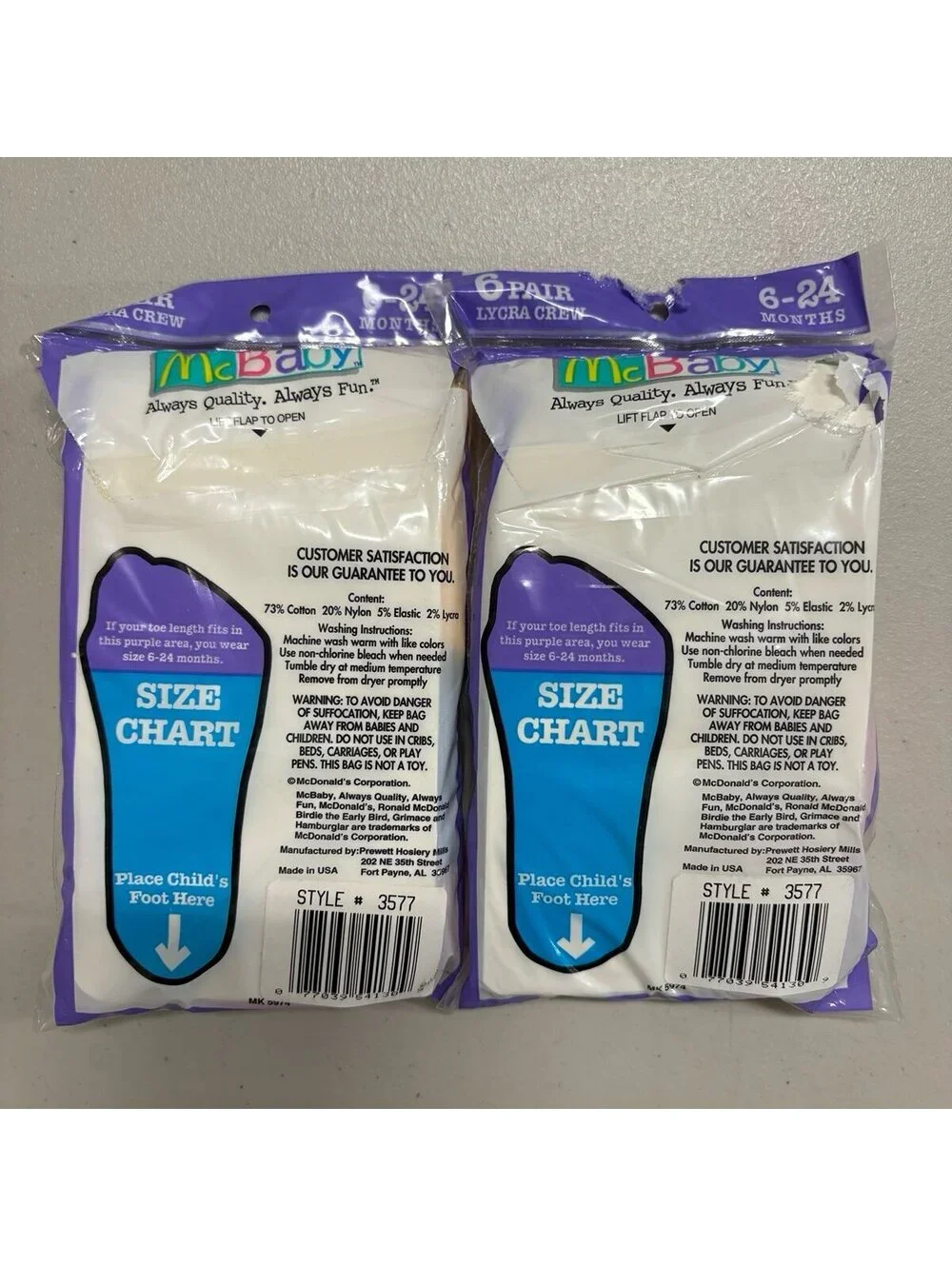 Vintage McBaby by McDonald’s Baby Socks Lot of 2 Packs 6-24 Months NWT USA